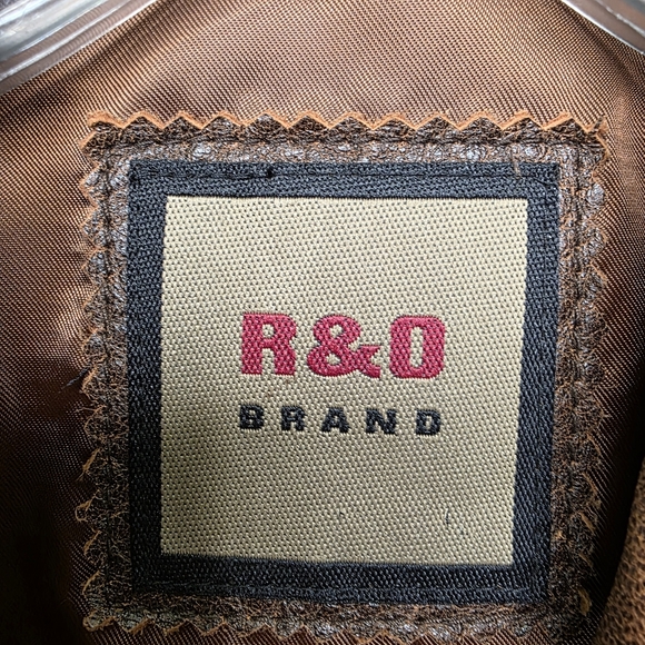 R&D Brand ⏰ Genuine Leather Long Distressed Brown/Caramel Coat Sz L - Picture 10 of 12